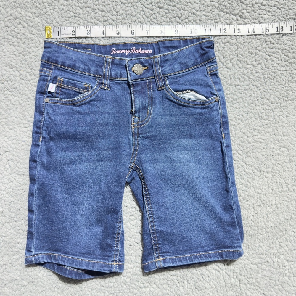 👉 Tommy Bahama Girls Tory Denim Bermuda Shorts Size 6 Blue Stretch Adjustable - Picture 5 of 7